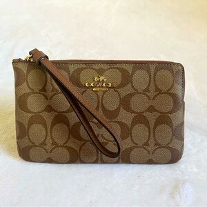 Coach Brown Signature Wristlet